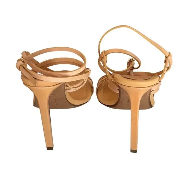 Ulla Johnson Chantal Cage High Heel Sandal Studded Beige Leather Sandals in Whit