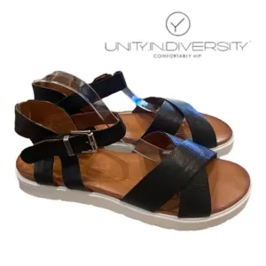 UNITY IN DIVERSITY Ivy 06 Women's Black Leather Sandals NEW 41 9.5 10