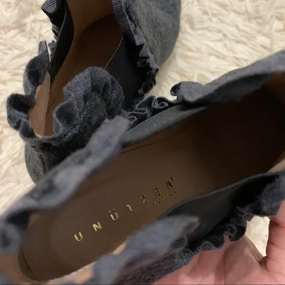 Unützer Venice Gray Ruffle Ankle Heel Boots 8470