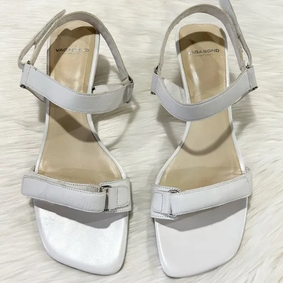 Vagabond Nellie Leather Strappy Wedge Sandals in White 11