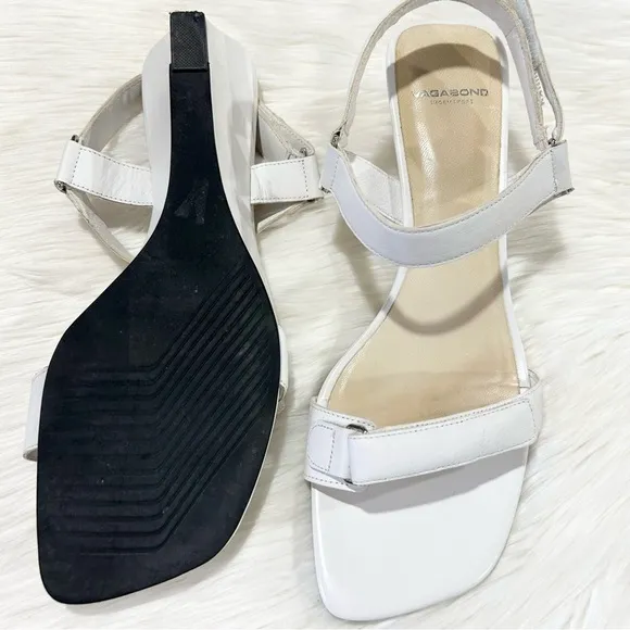 Vagabond Nellie Leather Strappy Wedge Sandals in White 11