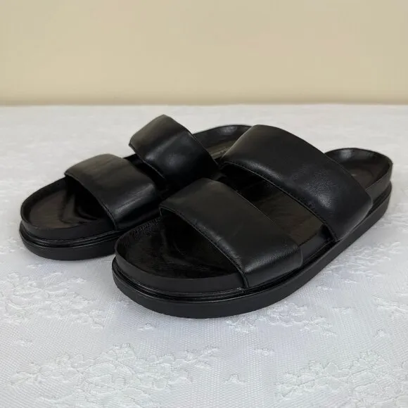 Vagabond Shoemakers Black Leather Slide Sandals - Size 39