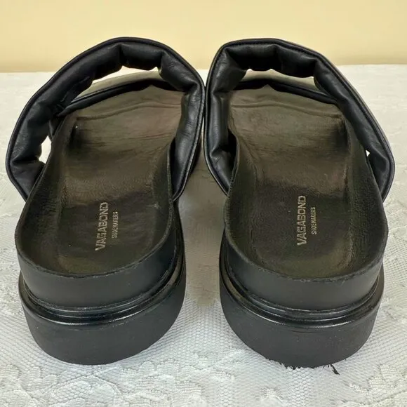Vagabond Shoemakers Black Leather Slide Sandals - Size 39