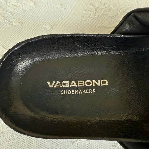 Vagabond Shoemakers Black Leather Slide Sandals - Size 39