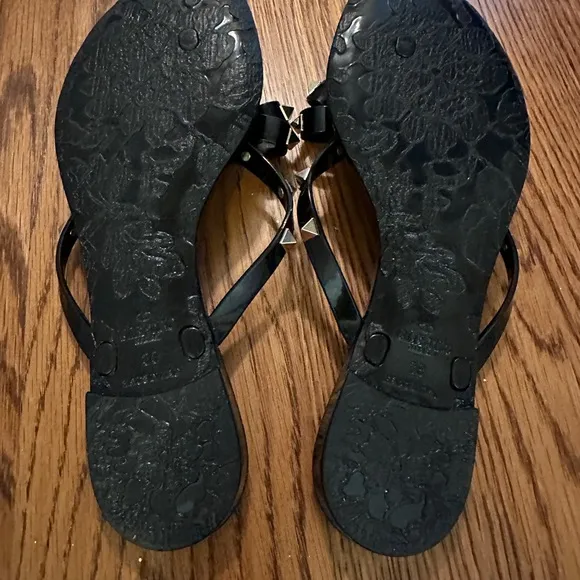 Valentino Black Studded Slide Sandals