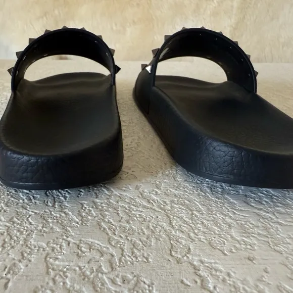 Valentino Black Studded Slide Sandals