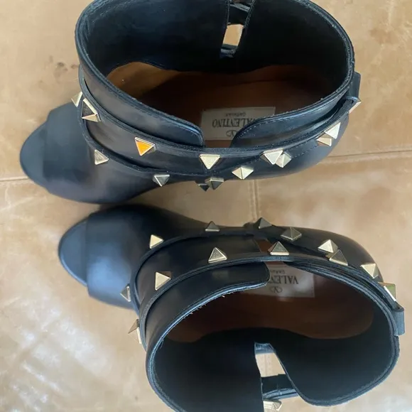 Valentino Garavani Black Heeled Boots with Studded Design