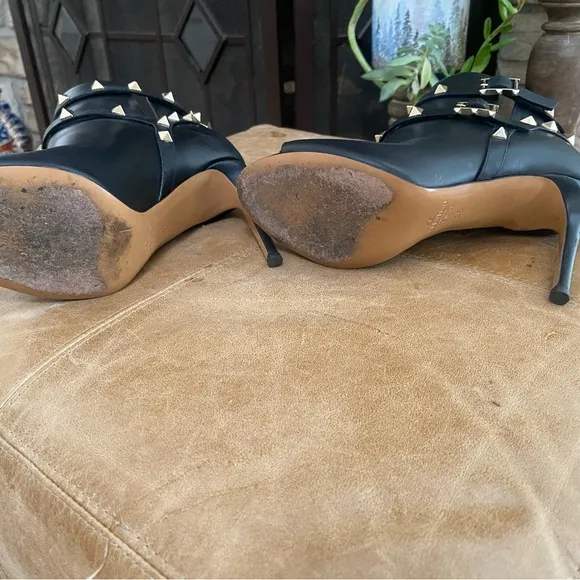 Valentino Garavani Black Heeled Boots with Studded Design
