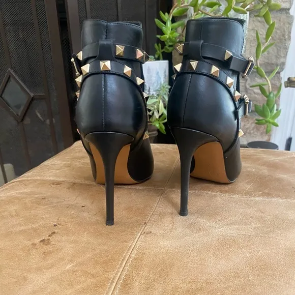 Valentino Garavani Black Heeled Boots with Studded Design