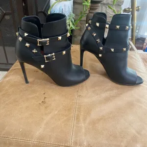 Valentino Garavani Black Heeled Boots with Studded Design