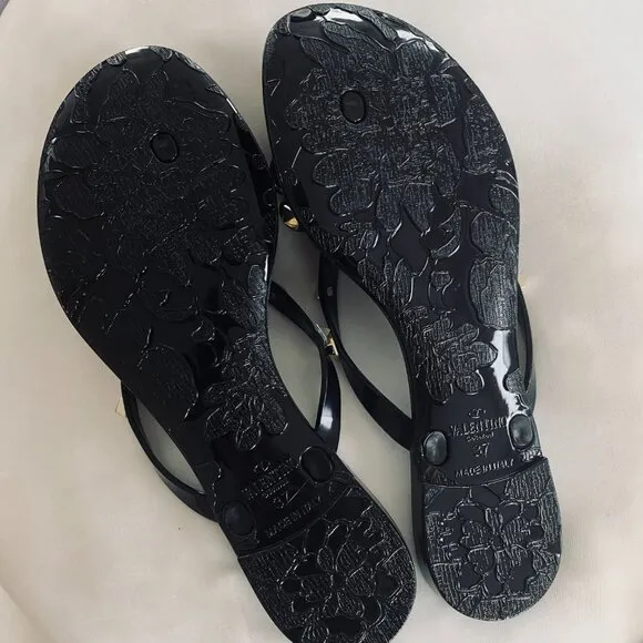 Valentino Garavani Bow Black Studded Jelly Sandals