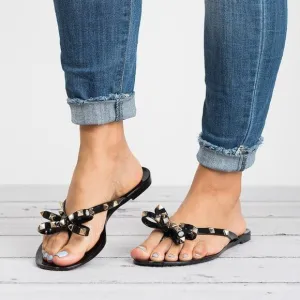 Valentino Garavani Bow Black Studded Jelly Sandals