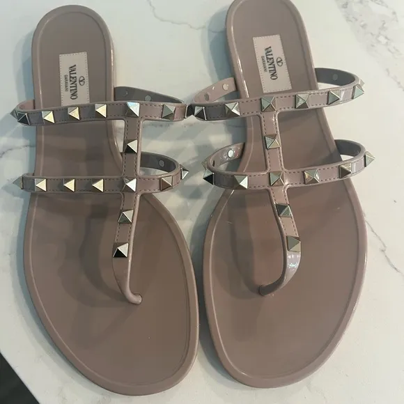 Valentino Garavani Studded Sandals, Poudre (color), Size 41