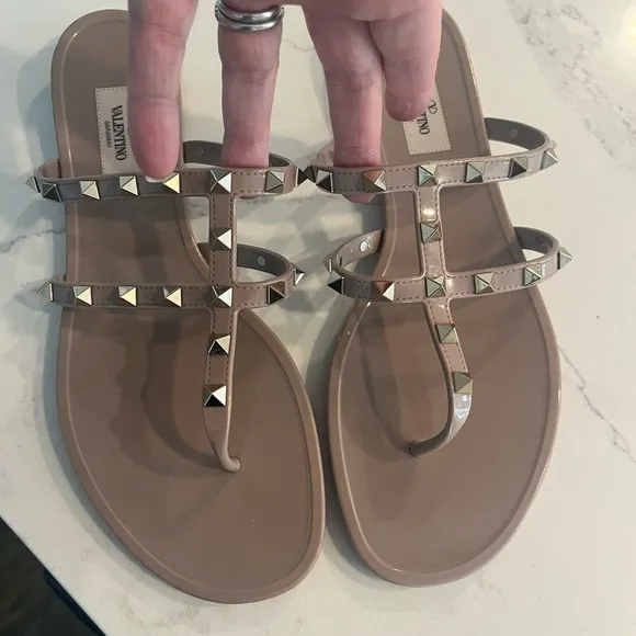 Valentino Garavani Studded Sandals, Poudre (color), Size 41