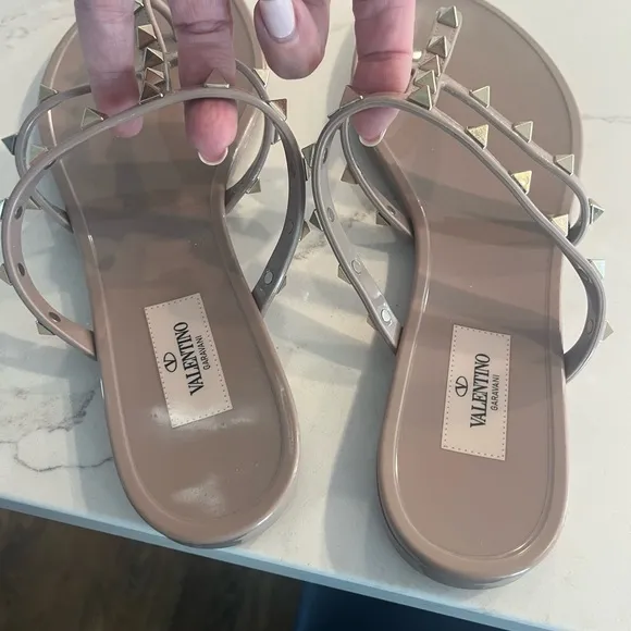 Valentino Garavani Studded Sandals, Poudre (color), Size 41