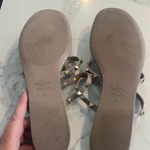 Valentino Garavani Studded Sandals, Poudre (color), Size 41