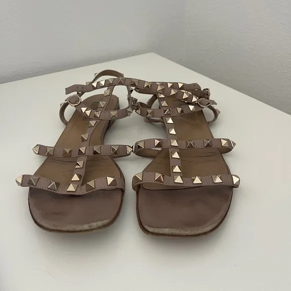 Valentino Rockstud Caged Leather Ankle Strapped Sandal