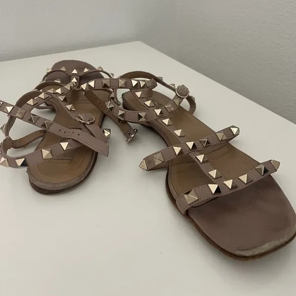 Valentino Rockstud Caged Leather Ankle Strapped Sandal