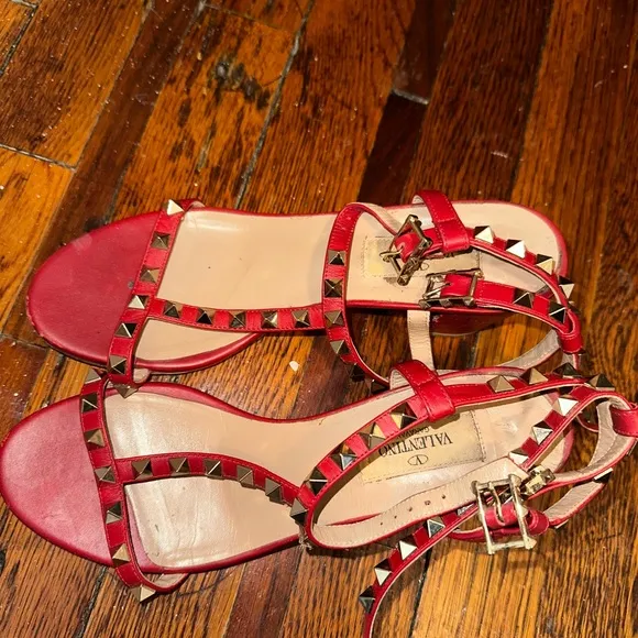 Valentino Rockstud Leather Gladiator Sandals