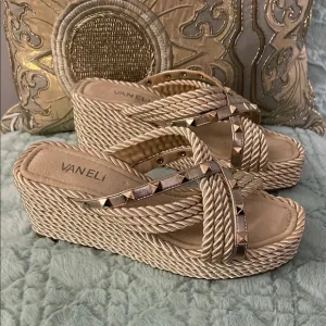 Vaneli Women's Crem Rope Wedge Sandal