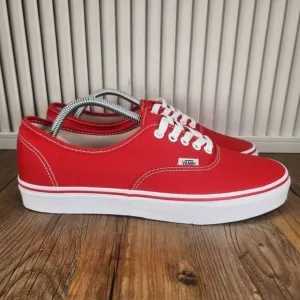 Vans Authentic Mens Sz 10.5 Red Canvas Skater Skateboarding Style Sneakers Shoes