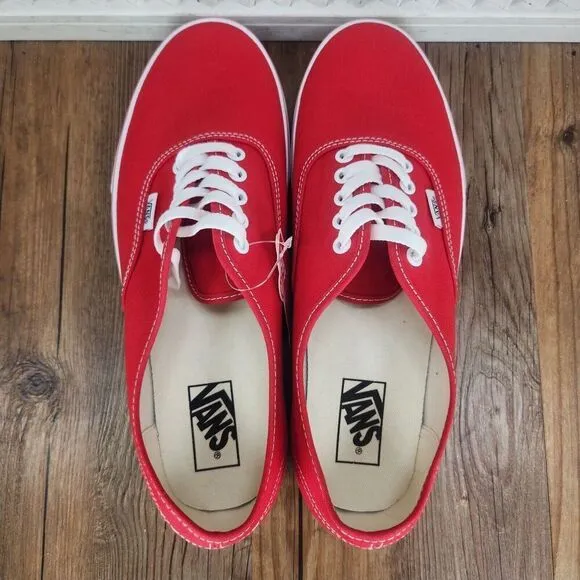 Vans Authentic Mens Sz 10.5 Red Canvas Skater Skateboarding Style Sneakers Shoes