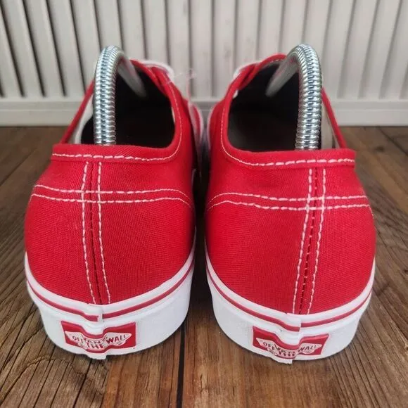 Vans Authentic Mens Sz 10.5 Red Canvas Skater Skateboarding Style Sneakers Shoes