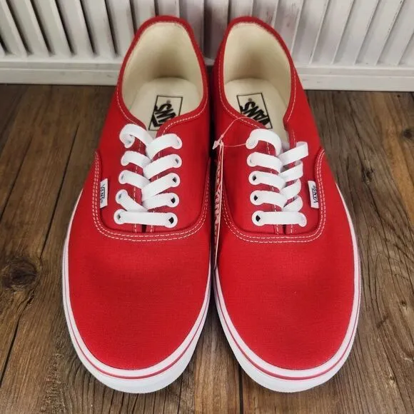 Vans Authentic Mens Sz 10.5 Red Canvas Skater Skateboarding Style Sneakers Shoes