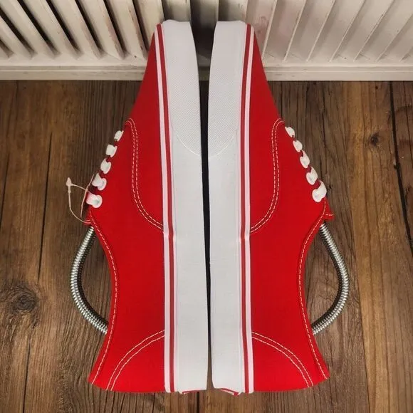 Vans Authentic Mens Sz 10.5 Red Canvas Skater Skateboarding Style Sneakers Shoes