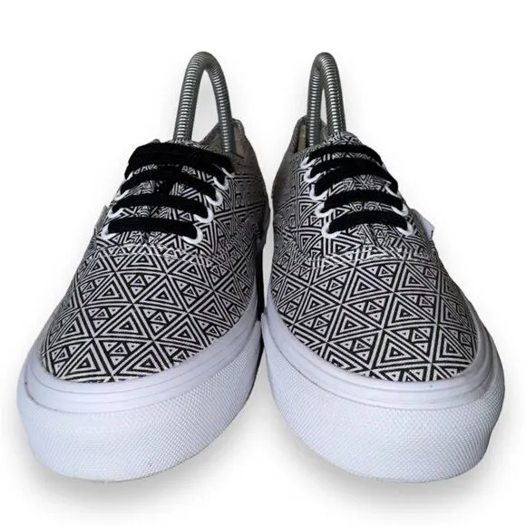 Vans Authentic Slim Skate Sneakers &quot;Geometric&quot; White / Black Women's 6.5