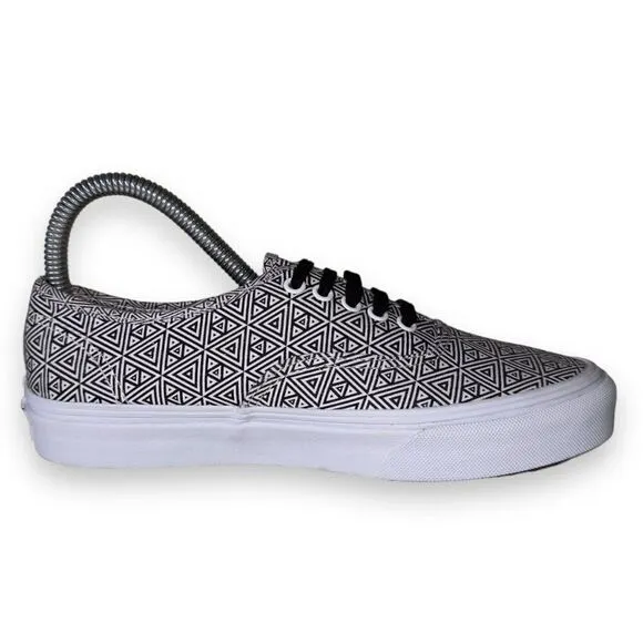 Vans Authentic Slim Skate Sneakers &quot;Geometric&quot; White / Black Women's 6.5