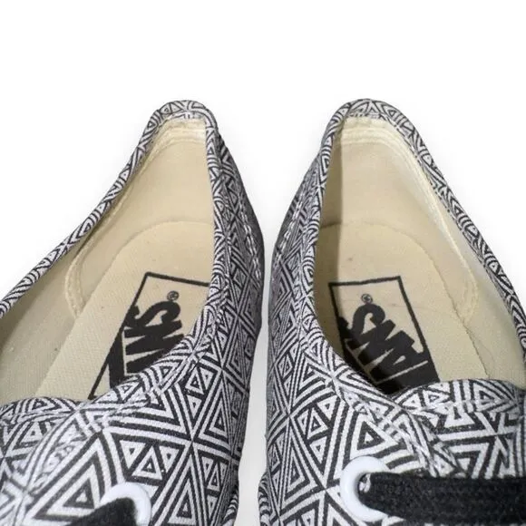 Vans Authentic Slim Skate Sneakers &quot;Geometric&quot; White / Black Women's 6.5