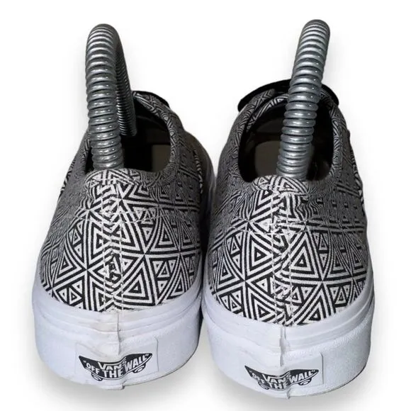 Vans Authentic Slim Skate Sneakers &quot;Geometric&quot; White / Black Women's 6.5