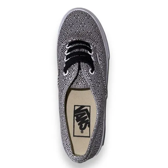 Vans Authentic Slim Skate Sneakers &quot;Geometric&quot; White / Black Women's 6.5