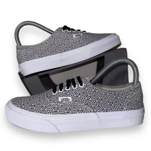 Vans Authentic Slim Skate Sneakers &quot;Geometric&quot; White / Black Women's 6.5