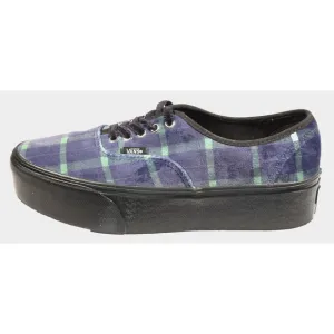 Vans Authentic Stackform Velvet Plaid Shoes Men's Size 10 Blue Green Sneakers
