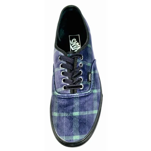 Vans Authentic Stackform Velvet Plaid Shoes Men's Size 10 Blue Green Sneakers