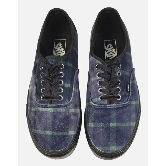 Vans Authentic Stackform Velvet Plaid Shoes Men's Size 10 Blue Green Sneakers