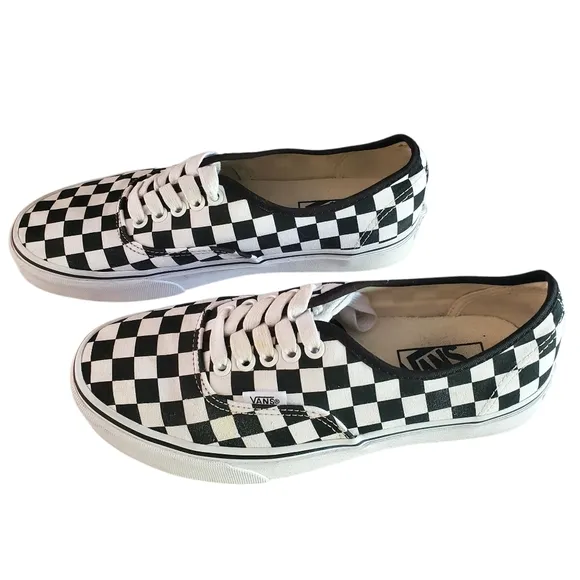 VANS Black/White RARE 'All Over' Checkerboard Print Low Top Sneakers Unisex W8