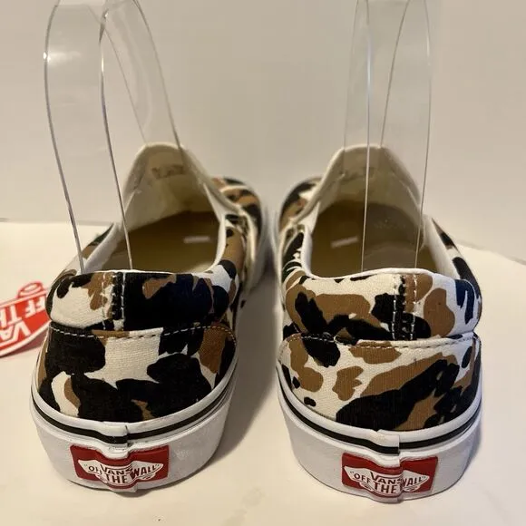 VANS Classic Slip On Cow Calico Sneakers M 5 W 6.5 Brown VN0A7Q5DMUL