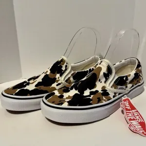 VANS Classic Slip On Cow Calico Sneakers M 5 W 6.5 Brown VN0A7Q5DMUL