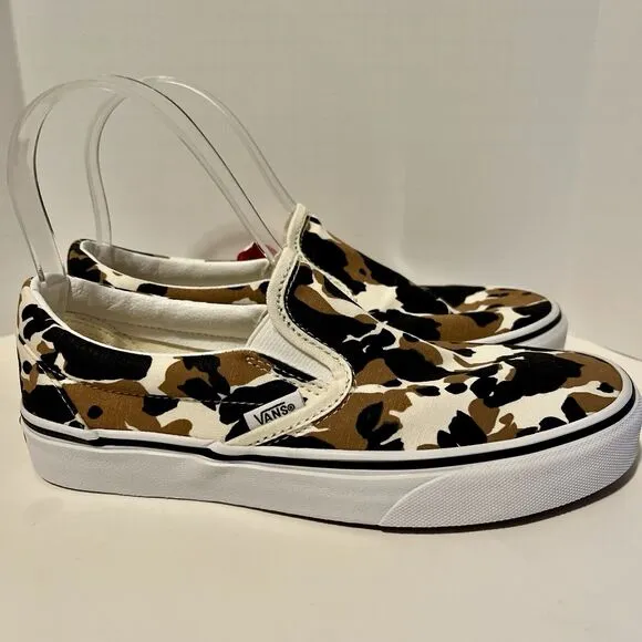 VANS Classic Slip On Cow Calico Sneakers M 5 W 6.5 Brown VN0A7Q5DMUL