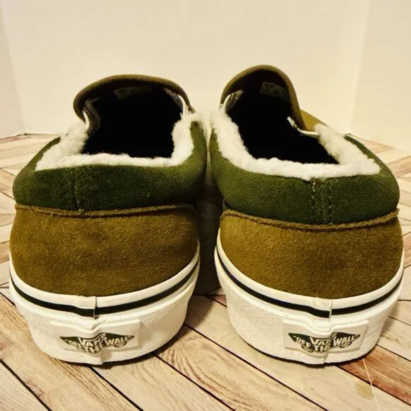 Vans Classic Slip-On Suede Sherpa Kangaroo Brown M 8 W 9.5 Sneakers VN0009Q7BYW