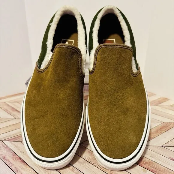 Vans Classic Slip-On Suede Sherpa Kangaroo Brown M 8 W 9.5 Sneakers VN0009Q7BYW