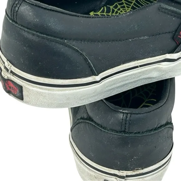 Vans Fangs Black Leather Skater Sneakers Mens Size 10 721356 Goth | Vamp | Y2K