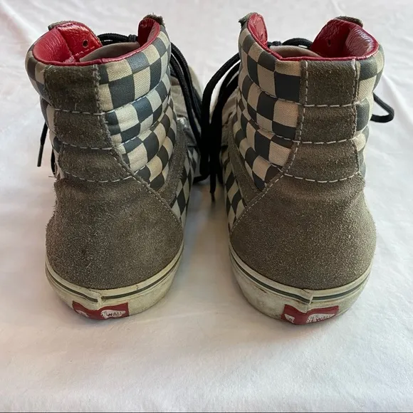 Vans Grey Checkered High Top Sneakers, 9