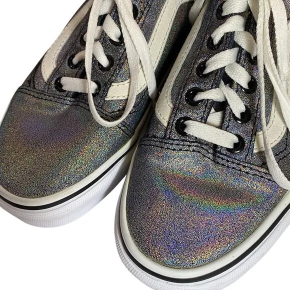 Vans Iridescent Silver Metallic Old Skool Skater Shoes Sneakers M 4 W 5.5