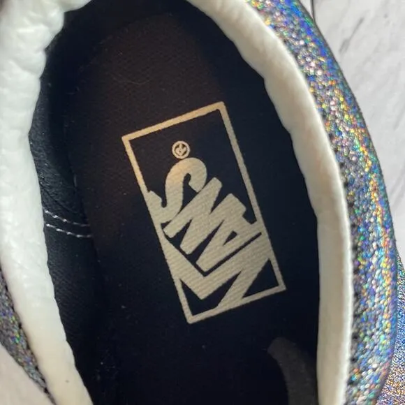 Vans Iridescent Silver Metallic Old Skool Skater Shoes Sneakers M 4 W 5.5