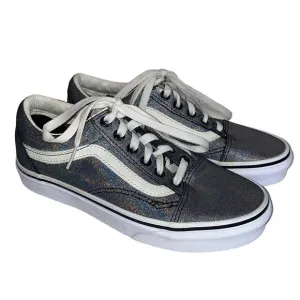 Vans Iridescent Silver Metallic Old Skool Skater Shoes Sneakers M 4 W 5.5