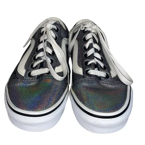 Vans Iridescent Silver Metallic Old Skool Skater Shoes Sneakers M 4 W 5.5